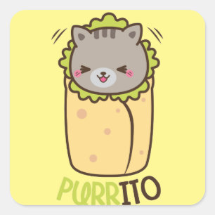 Purrito Kitty Burrito Quadratischer Aufkleber