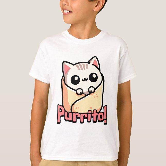 Purrito! Niedlich Burrito Cat Pun T-Shirt (Vorderseite)