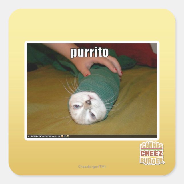Purrito Quadratischer Aufkleber (Vorderseite)