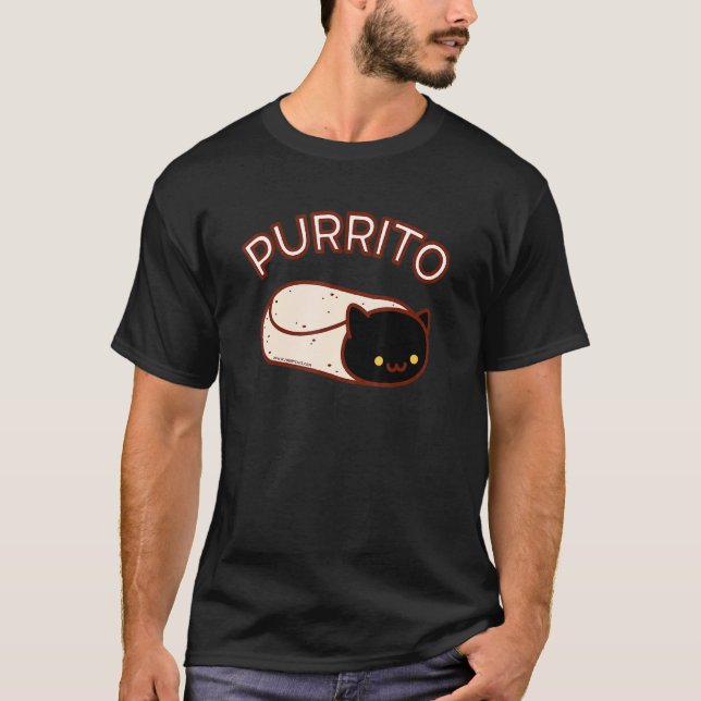 Purrito The Cat Burrito Black T-Shirt (Vorderseite)