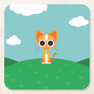 Purrl die Katze Rechteckiger Pappuntersetzer