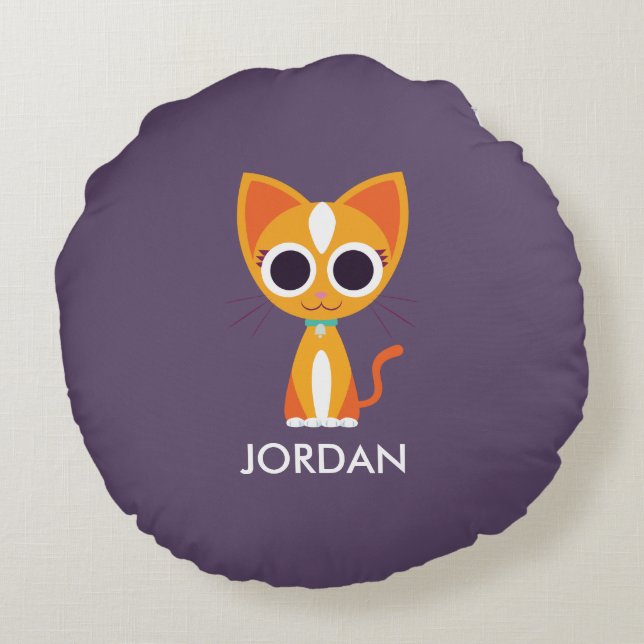 Purrl die Katze Rundes Kissen (Rückseite)