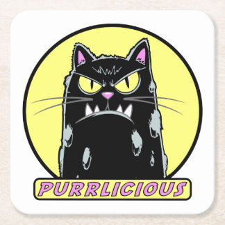 Purrlicious Rechteckiger Pappuntersetzer
