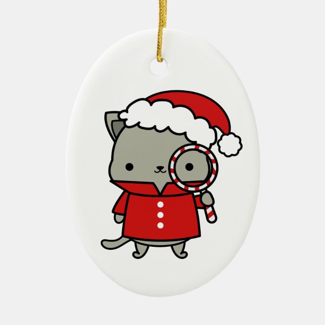 Purrlock Claus Keramik Ornament (Vorne)