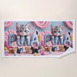 PURRMA Cute Kitten Beach Towel Strandtuch