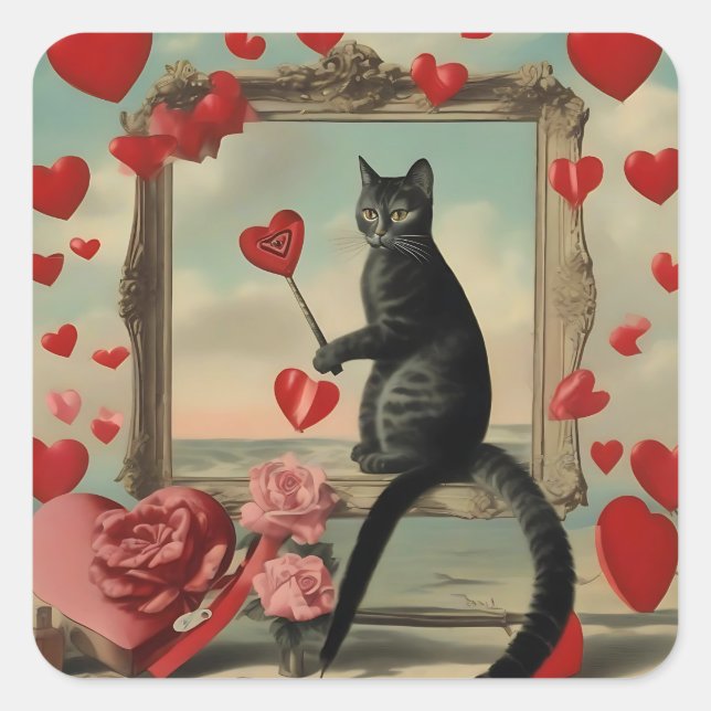 Purrr-fect-kitty-Liebe Quadratischer Aufkleber (Vorderseite)