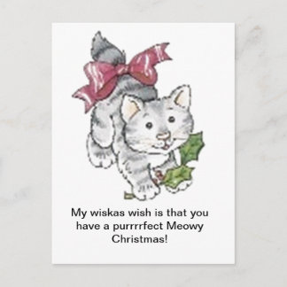 Purrrfect Meowy Christmas Feiertagspostkarte