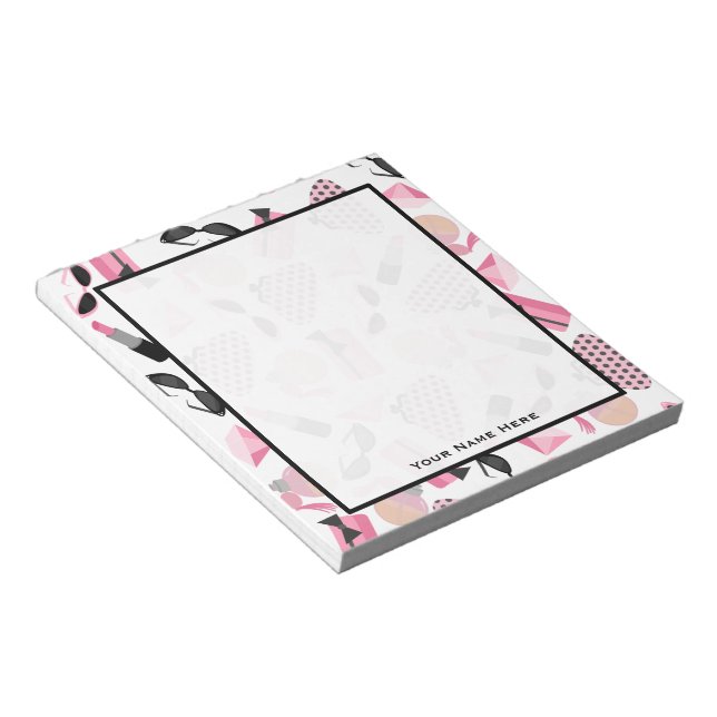 Purses Sunglasses Parfüm & Lipstick Notepad Notizblock (angewinkelt)
