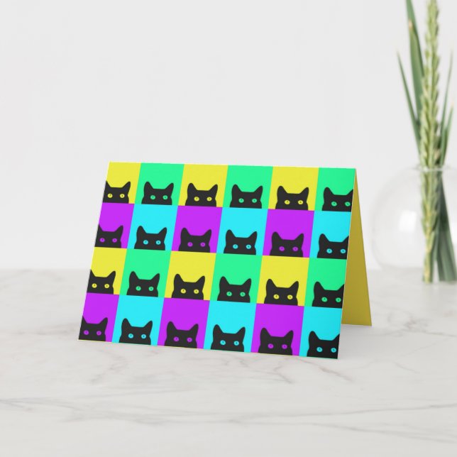 Purtly Kitty Cat Colorful Birthday Karte (Vorderseite)
