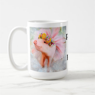 Purty Hübsche Schweine in einem Kleid, wenn Schwei Kaffeetasse