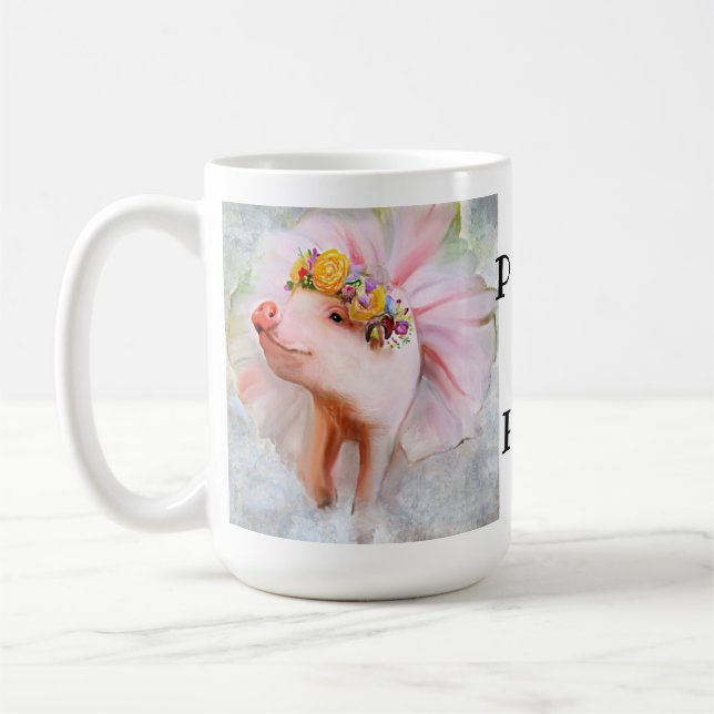 Purty Hübsche Schweine in einem Kleid, wenn Schwei Kaffeetasse (Links)