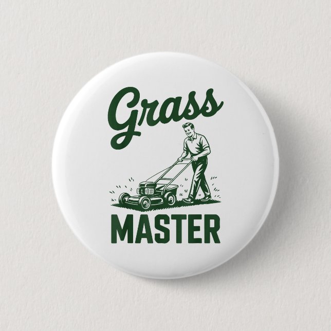 Push Lawn Mower Legend Gr Master Dad Funny Mowing  Button (Vorderseite)