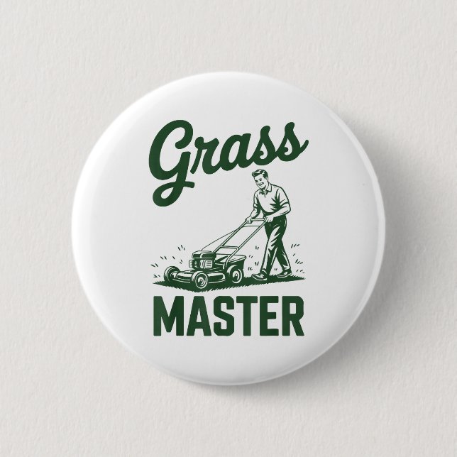 Push Lawn Mower Legend Gr Master Dad Funny Mowing  Button (Vorderseite)