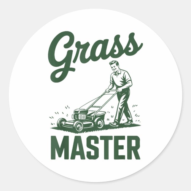 Push Lawn Mower Legend Gr Master Dad Funny Mowing  Runder Aufkleber (Vorderseite)