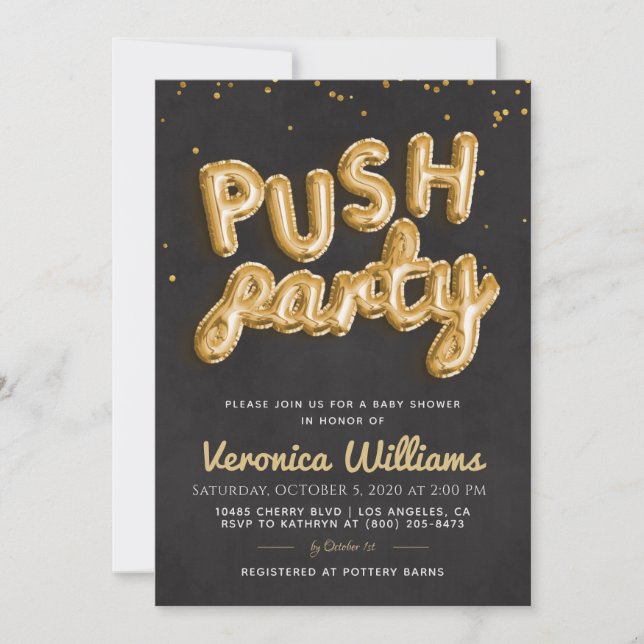 Push Party tendance Baby shower moderne Invitation (Devant)