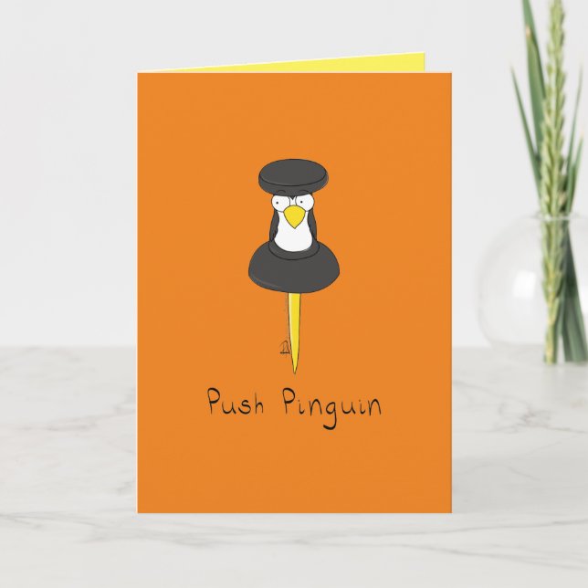 Push Pinguin Funny Penguin Carte de voeux (Devant)
