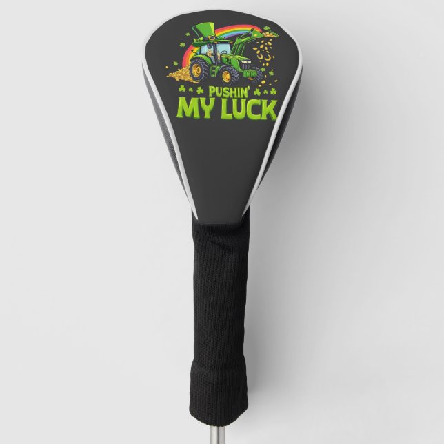Pushing My Luck Funny Grabstätte St Patrick's Day Golf Headcover (Vorderseite)