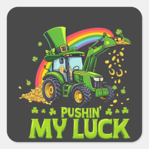 Pushing My Luck Funny Grabstätte St Patrick's Day Quadratischer Aufkleber