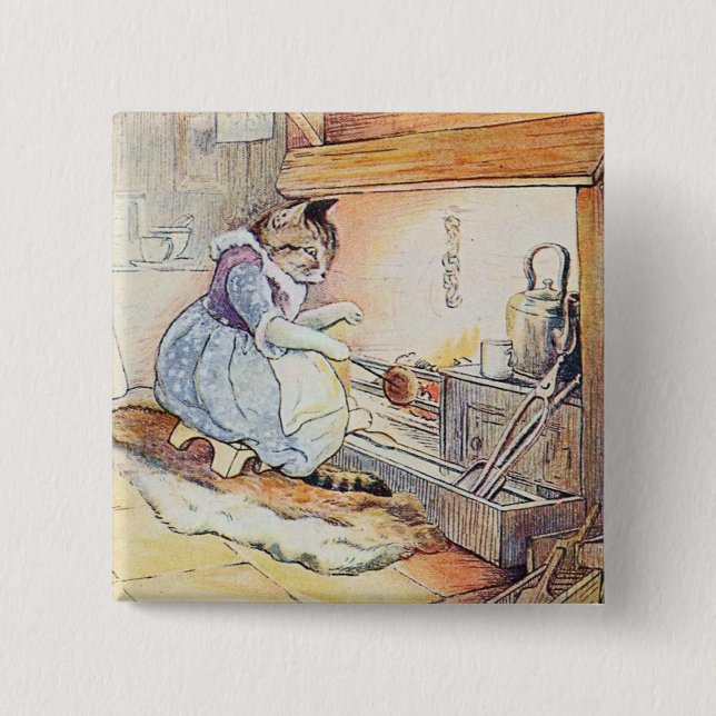 Pussy Cat Sits By Fire Button (Vorderseite)