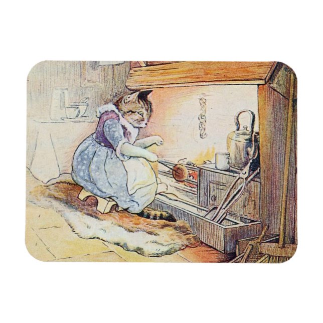 Pussy Cat Sits By Fire Magnet (Horizontal)