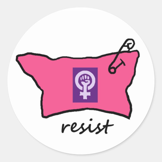 Pussy Hat Resist Aufkleber mit Frauenzeichen für P (Vorderseite)