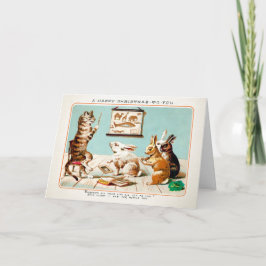 Pussy victorienne et ses élèves Carte de Noël