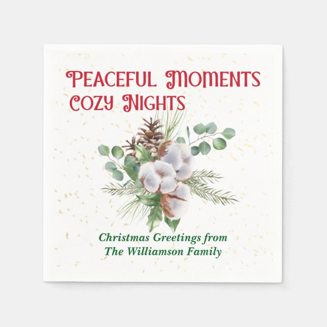 Pussy Willow Catkin Bouquet Christmas Serviette (Vorderseite)