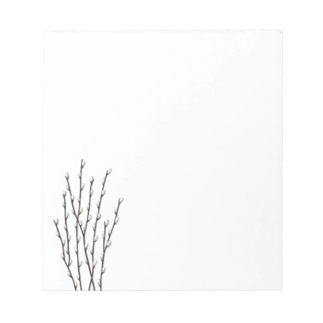 Pussywillow Branches Botanical Art Notepad Notizblock (Vorderseite)