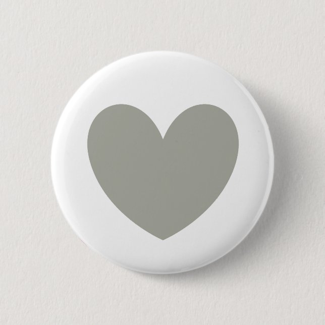 Pussywillow Gray Polka Herz auf Weiß Button (Vorderseite)