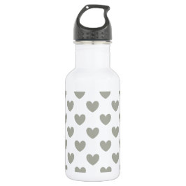 Pussywillow Gray Polka Herz auf Weiß Edelstahlflasche