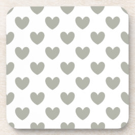 Pussywillow Gray Polka Herz auf Weiß Getränkeuntersetzer