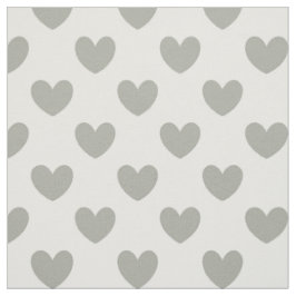 Pussywillow Gray Polka Herz auf Weiß Stoff
