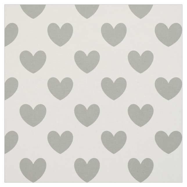 Pussywillow Gray Polka Herz auf Weiß Stoff (Muster)