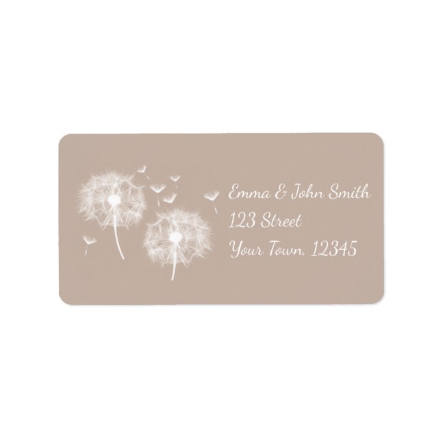 Pusteblume - braun | romantischer adressaufkleber (Vorne)