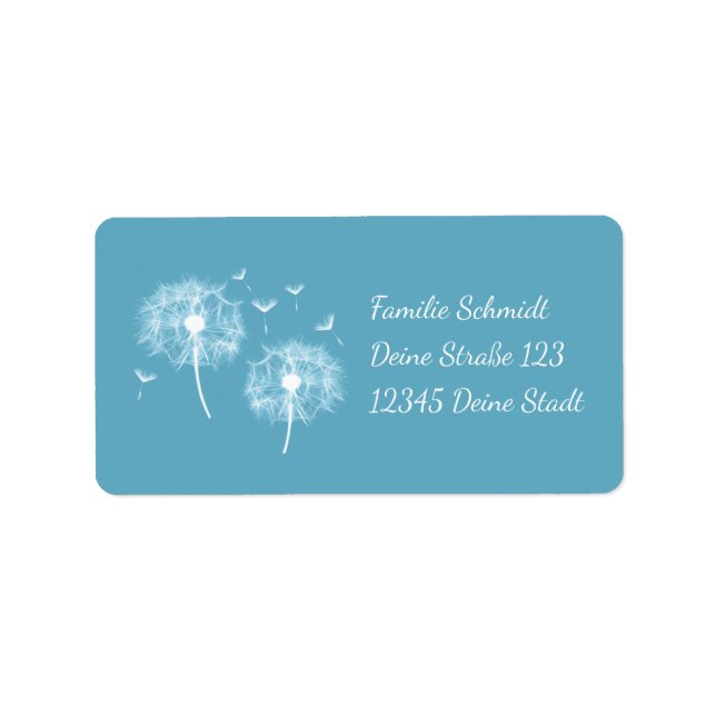 Pusteblume - türkis | romantischer adressaufkleber (Vorne)