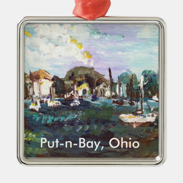 Put-n-Bay Lake Erie Island Malerei #2 Silbernes Ornament (Vorne)