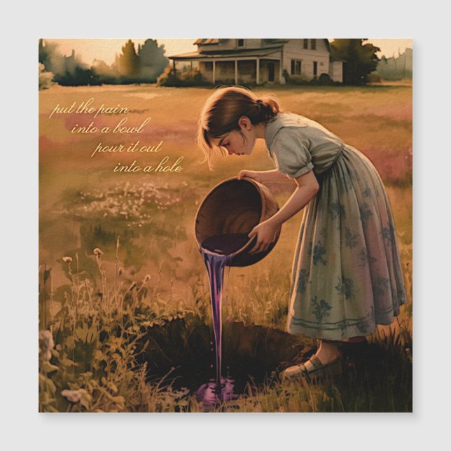 "Put the Pain into a Bowl" Square Magnet healing (Vorderseite)