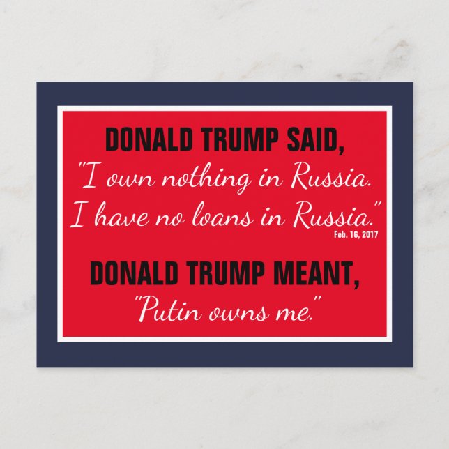 Putin besitzt Trump Russland-Präsident-Politik Postkarte (Vorderseite)