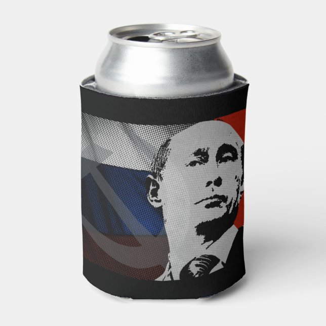 Putin mit russischer Flagge Dosenkühler (Kanne Vorderseite)