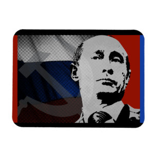 Putin mit russischer Flagge Magnet