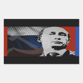 Putin mit russischer Flagge Rechteckiger Aufkleber