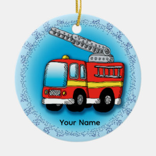 Putt Putt Feuerwehrmann-Feuerwehrauto-Ornament Keramik Ornament