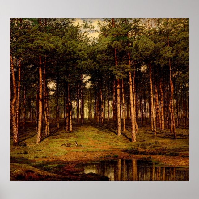 Puttenwald mit Kaninchen Jean Lamorinière Poster (Vorne)