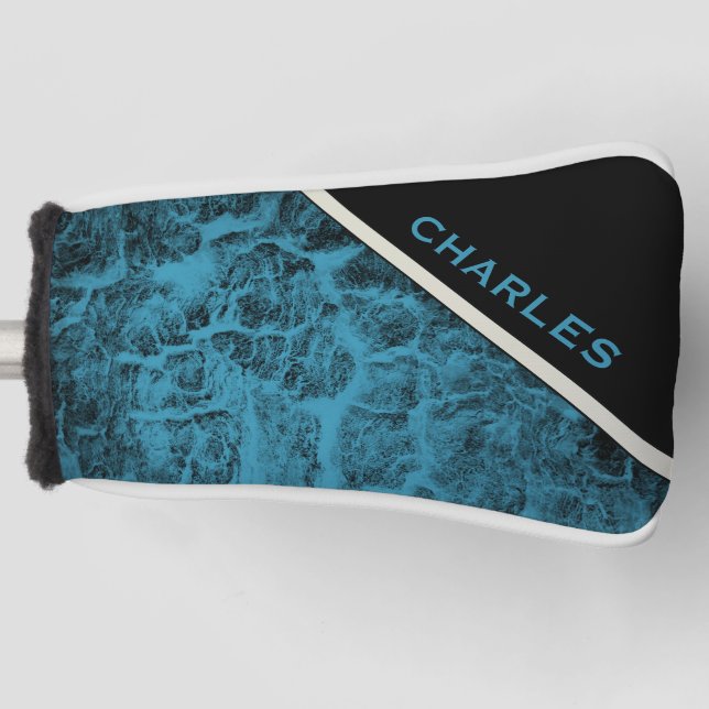 Putter Cover "Wood Turquoise" Golf Headcover (Vorderseite)