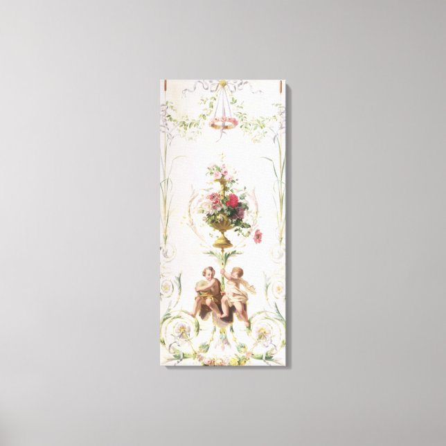 Putti inmitten von Schwankungen von Blume und Blät Leinwanddruck (Vorderseite)