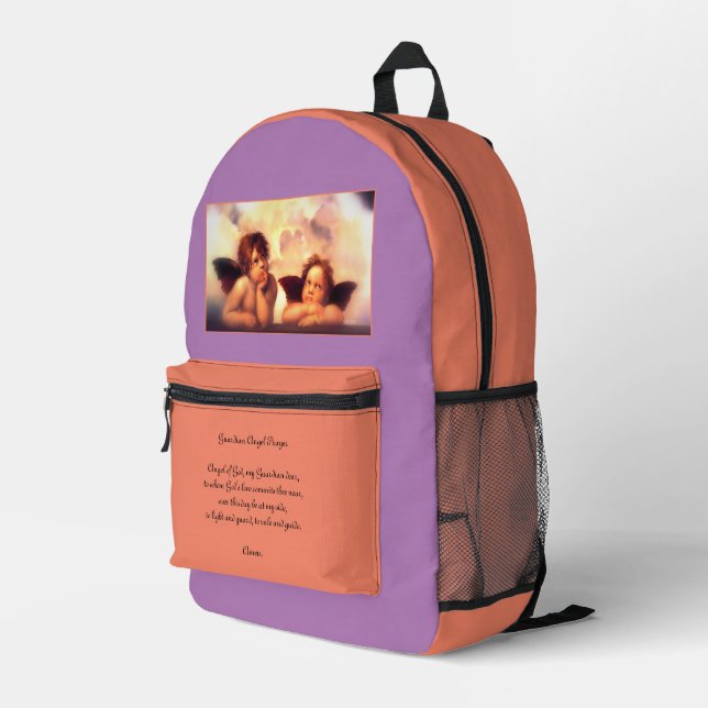 Putti-Paar mit Gebet Bedruckter Rucksack (Rückseitige Ecke Rechts)