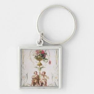 Putti unter Swags der Blumen und des Blätter Schlüsselanhänger