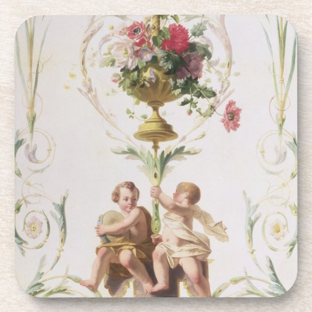 Putti unter Swags der Blumen und des Blätter Untersetzer (Vorderseite)