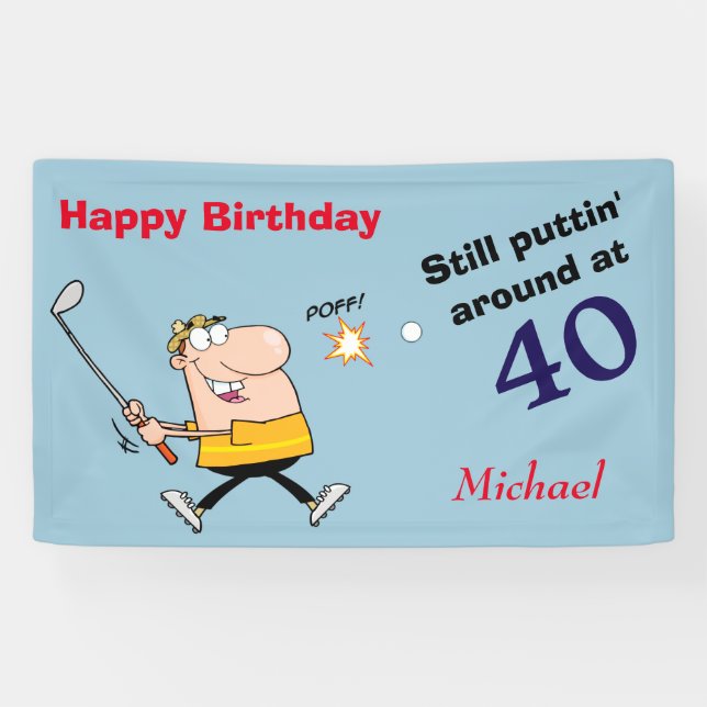 Puttin' Rund 40 Golf Geburtstagsparty Banner (Horizontal)