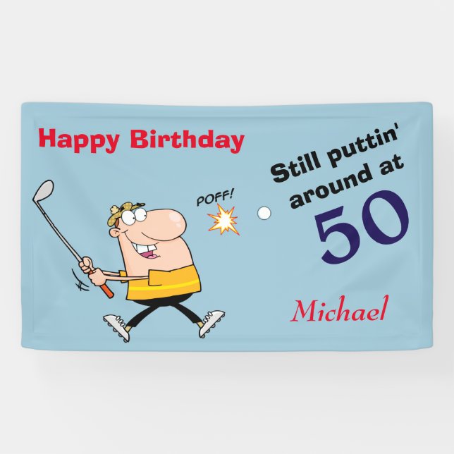 Puttin' Rund 50 Golf Geburtstagsparty Banner (Horizontal)